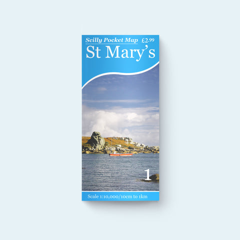 Friendly Guides Scilly Pocket Map 1: St Mary's cover with a photo of the Loaded Camel at Porth Hellick