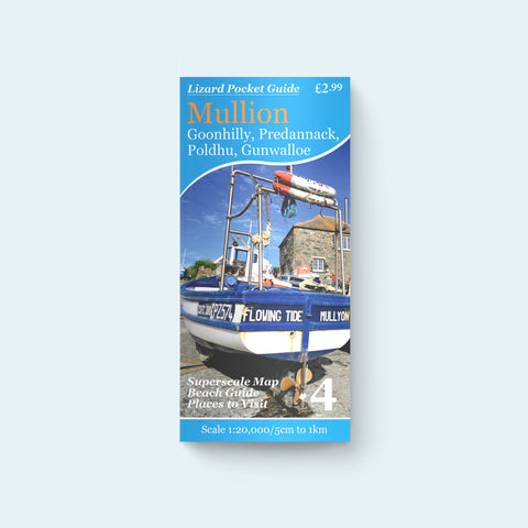 Friendly Guides Lizard Pocket Map and Guide 4: Mullion, Goonhilly, Predannack, Poldhu, Polurrian with cover photo of Mullion Cove